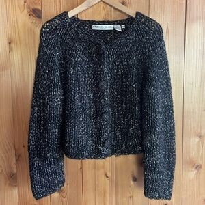 Michael Simon Silver Lurex Sweater Mohair Cardigan